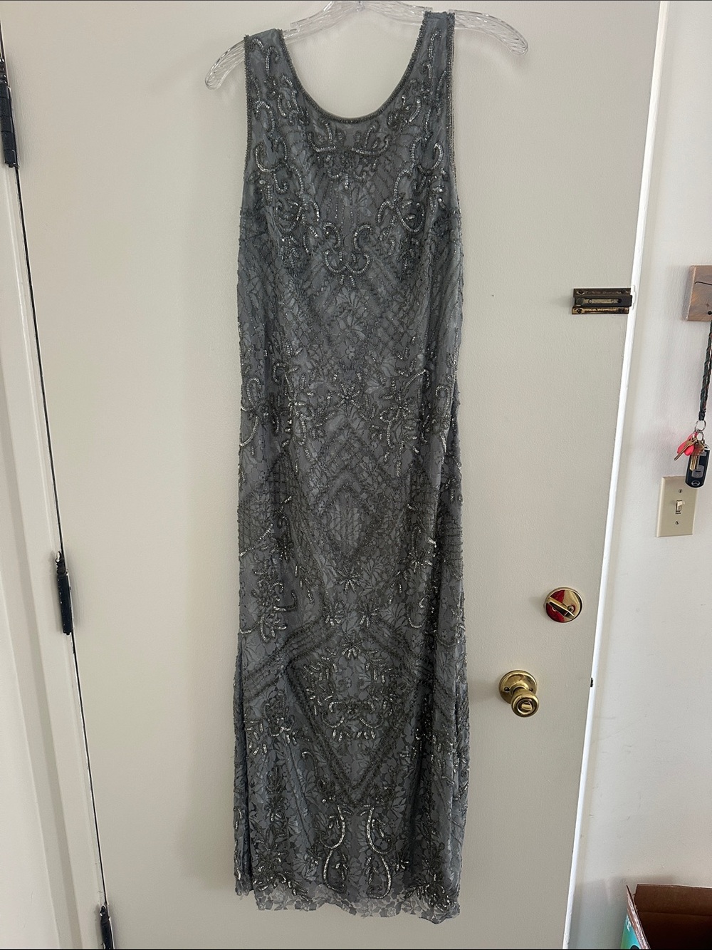 Pisarro Nights Beaded Maxi Dress in Gray